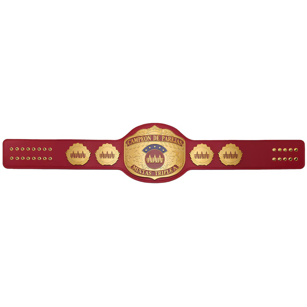 AAA World Mixed Tag Team Championship Red Replica Title Belt