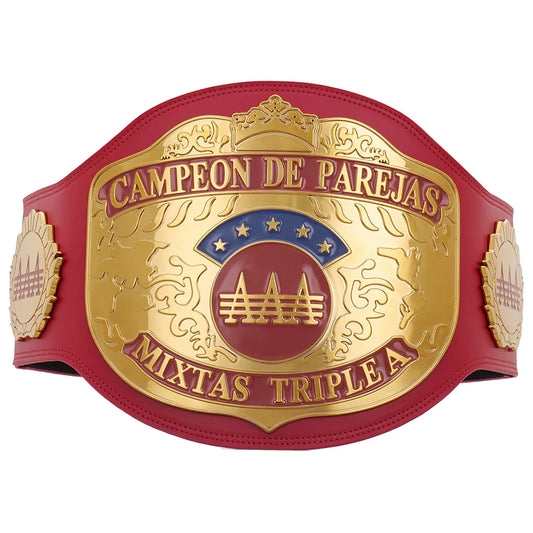 AAA World Mixed Tag Team Championship Red Replica Title Belt