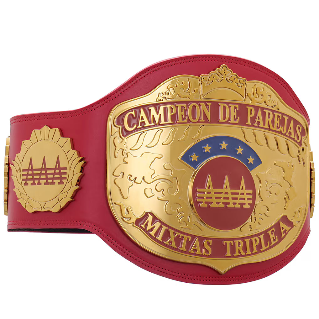 AAA World Mixed Tag Team Championship Red Replica Title Belt