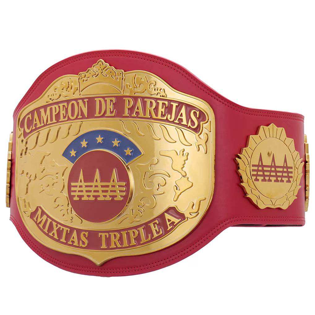 AAA World Mixed Tag Team Championship Red Replica Title Belt